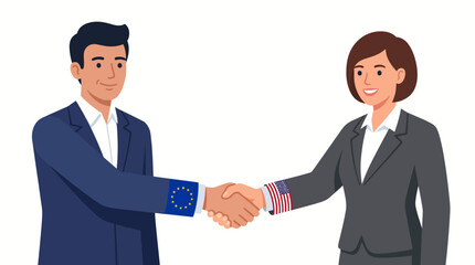 Fototapeta premium Cross-continental partnership agreement between US and European entities