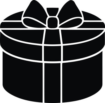 Round hat box gift present vector black silhouette