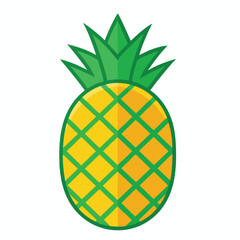 Obraz premium Stylized flat vector illustration of a single ripe pineapple fruit.