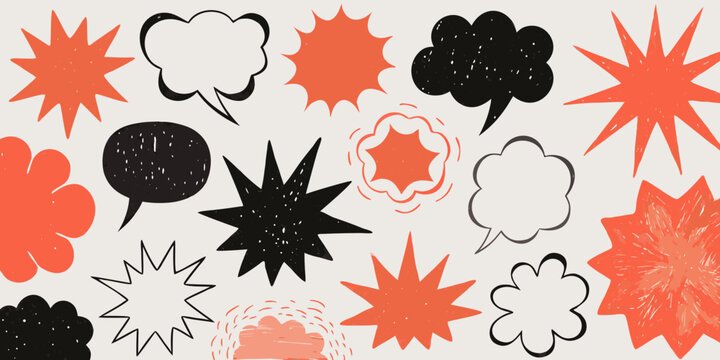 Comic style speech and thought bubbles vector illustration on beige background