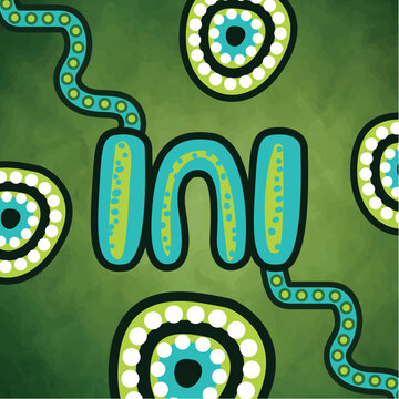 Green Contemporary Aboriginal Tribal Symbol Art Illustration