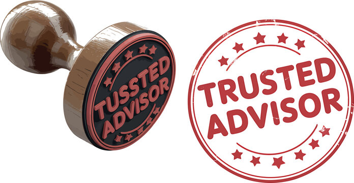 Trusted advisor stamp and rubber stamp with star accents design