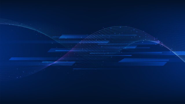 Abstract technology background large wave-style data line arranged in flowing layers, representing big data flow, digital communication, information transmission, network connectivity