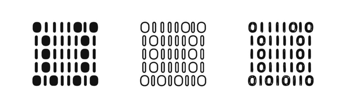 Digital Data and Binary Code Pattern Icon Set