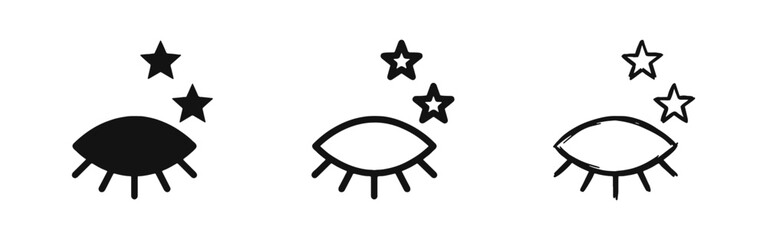 Obraz premium Vision Eye Icon Set - Eye with Stars for Dream and Inspiration
