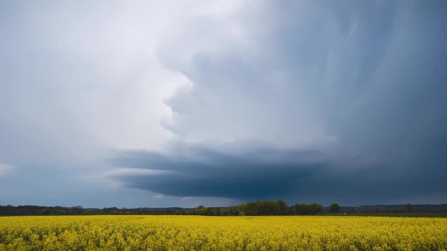 Time-lapse of a supercell storm over farmland.