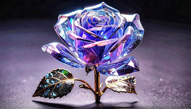 Crystal Rose with Amethyst and Sapphire Sparkle