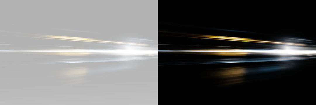 Fast moving golden light streaks for dynamic energy and action sequences in cinematic visual effects and digital art work