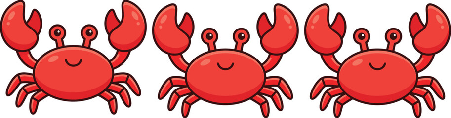 Cute red cartoon crabs collection vector illustration isolated on white background © VectoStudio