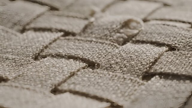 Closeup Macro Shot of Woven Fabric Texture with Natural Fibers 3.