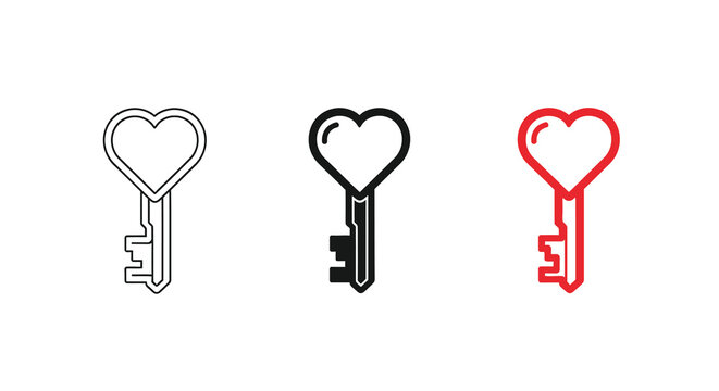 heart shaped keys in three styles
