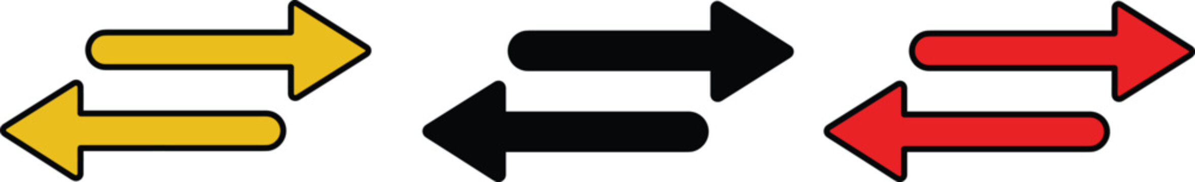 Yellow arrow road sign by the left side,right left arrow sign,arrow sign pointing right for roa