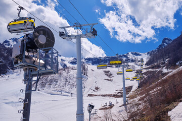 Skazka (Fairy tale) chairlift on the Strela Mountain Park. Roza Khutor ski resort. Sochi. © Serg Zastavkin