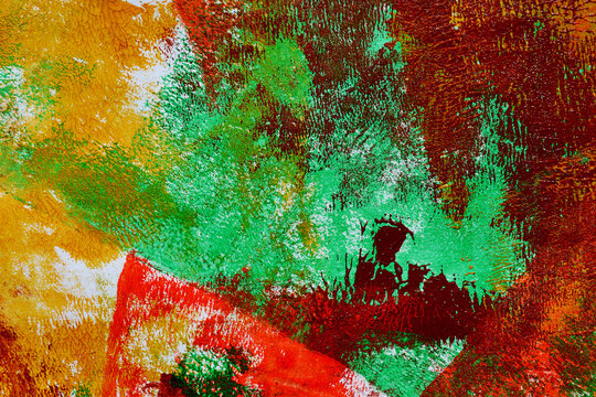 Dirty abstract grunge paint background with messy acrylic textures, rough monoprint marks and expressive mixed media details. Raw colorful artistic backdrop inspired by experimental contemporary art.