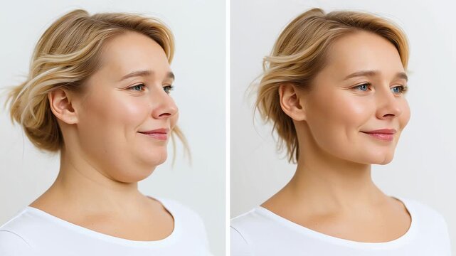 4k video of submental liposuction and double chin fix before and after.