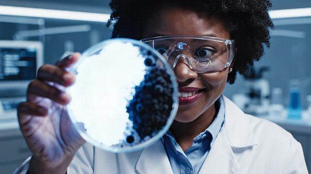 scientist examining petri dish for high-tech product launches and digital media