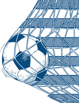 Soccer Ball in Goal Net Vector Illustration