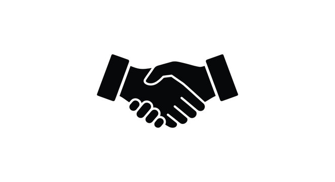 handshake icon in black and white silhouette