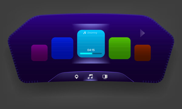 Futuristic Purple EV Car Music Head Unit Interface