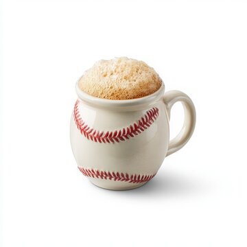 Baseball Shaped Ceramic Mug with Creamy Foam
