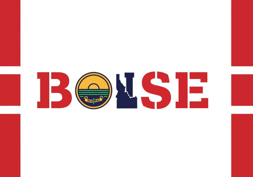 Boise Idaho Typographic City Pride Graphic with State Silhouette and Official Seal