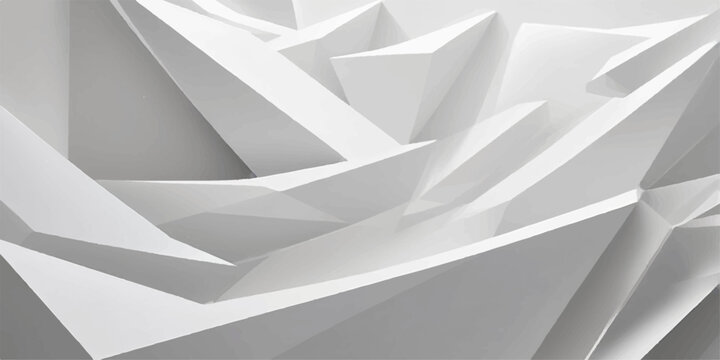 An abstract blue and gray 3D geometric background illustration featuring a crystal triangle pattern and paper origami boat shapes for a modern business wallpaper design