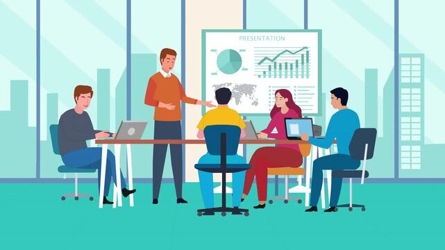 A stock animation video of a Business Meeting Presentation 