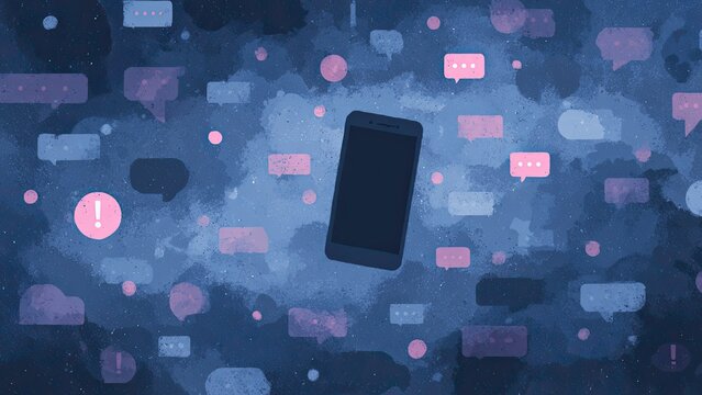 スマートフォンと吹き出し SNSトラブルイラスト 背景素材