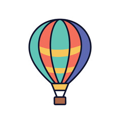 Naklejka premium Colorful flat vector icon of a hot air balloon for travel and adventure.