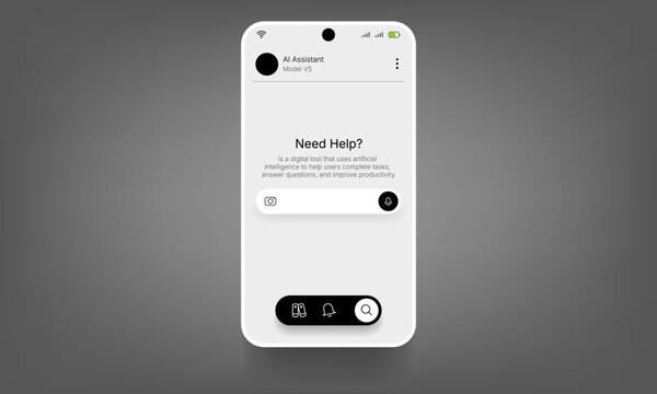 Minimal AI Assistant Smartphone Interface Dashboard Design