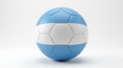 Obraz premium Soccer ball with Argentina flag design on white background, sports, national pride, vibrant colors, close-up