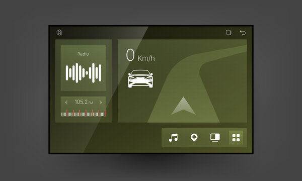 Transparent Green Car Head Unit Multi App Interface Design