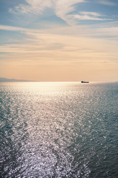 Seascape glows beneath overcast sky creates meditation mood