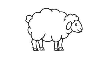 Obraz premium Minimalist line art illustration of a fluffy sheep, simple and clean design