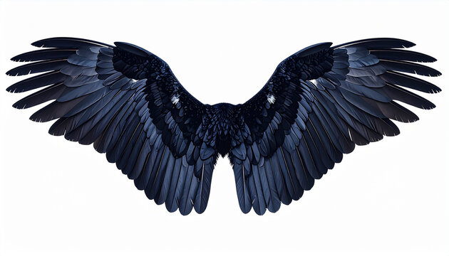 Dark bird wings isolated on white