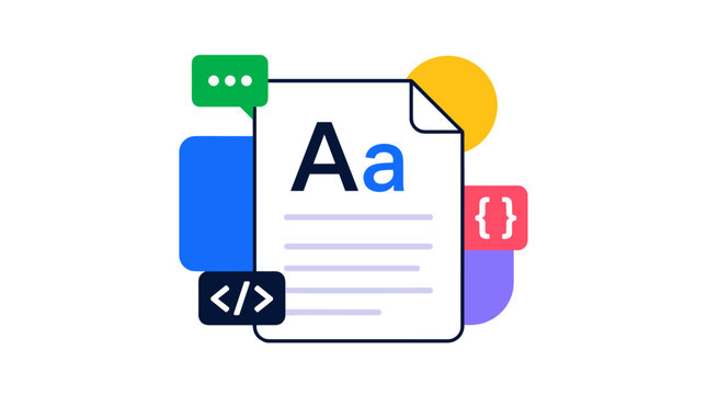 Code Document Illustration With Text Symbols And Code.