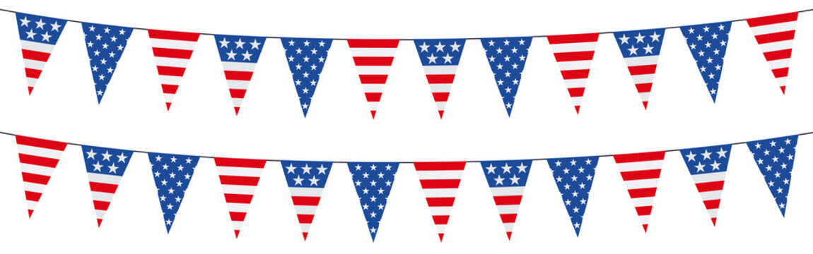 Garlands with pennants in the colors of the USA