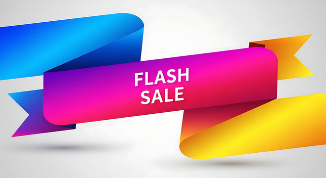 Flash Sale Ribbon With Gradient Colors For Promotion.
