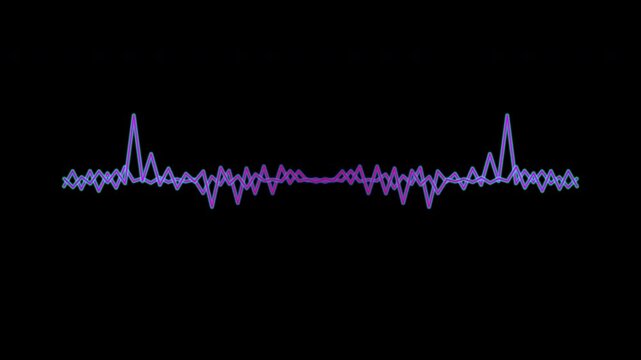 Neon audio spectrum pulse wave on a transparent background for medical, music and technology concepts.