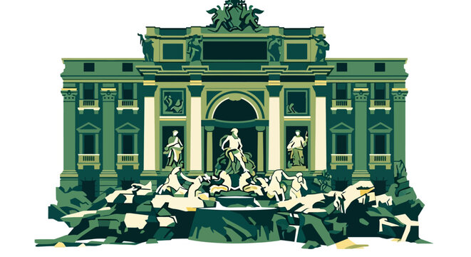 Intricate paper art replica of Trevi Fountain landmark.