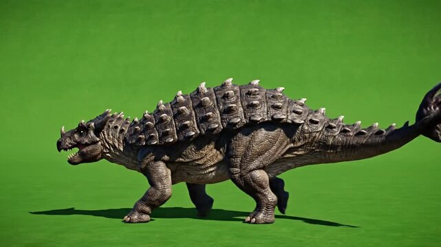 Ankylosaurus walking prehistoric animal dinosaur animation reptile creature stock video footage