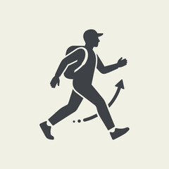 Fototapeta premium Man hiking uphill with backpack.