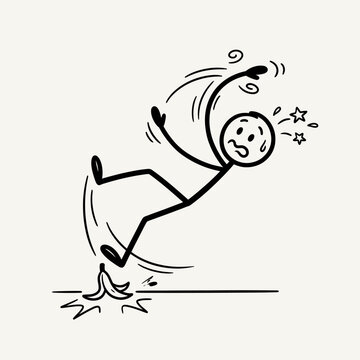 stick figure slipping on wet surface.
