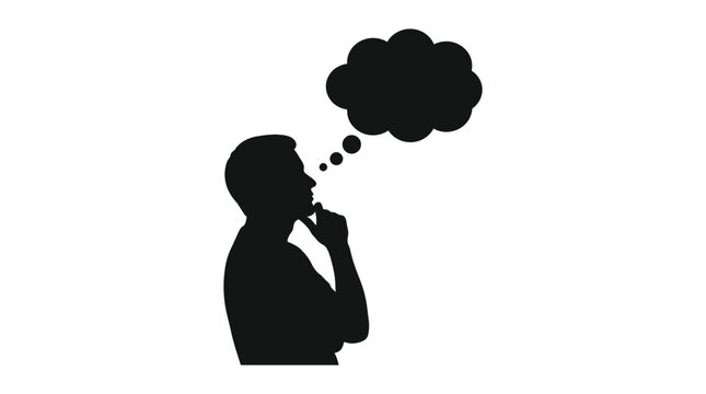 man in thought with speech bubble silhouette