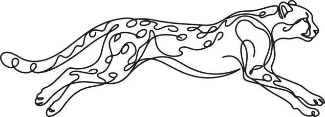 Line art of a running cheetah in minimalist style © Sumon90cs
