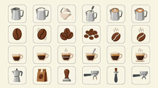 Coffee Beans and Cups Collection.