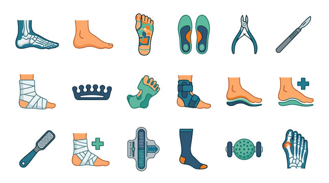 Footwear and athletic equipment icons.