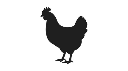 A black rooster silhouette stands against a plain white background a striking image silhouette © Alamin