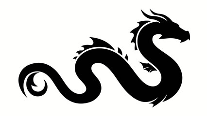 Fototapeta premium Minimalist Black Dragon Silhouette Vector Illustration