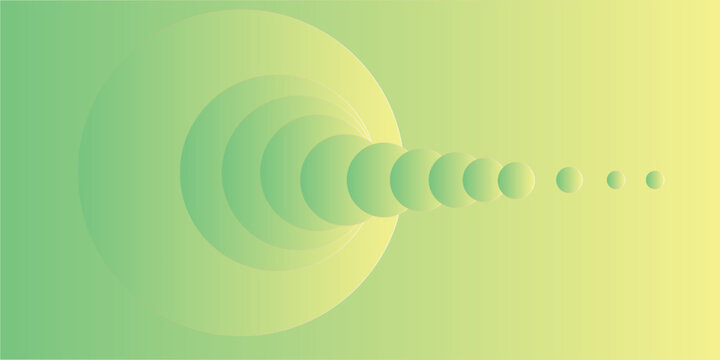 Abstract green and yellow gradient background with dynamic sequential circles creating perspective tunnel effect.
